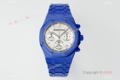 APS Factory Audemars Piguet Royal Oak 41mm Calibre 4401 Movement White Face Blue Band Watch